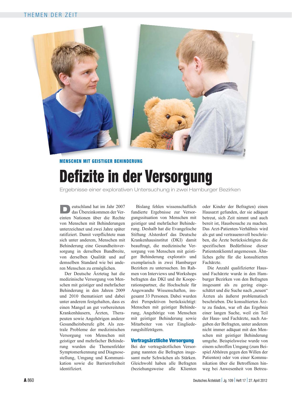 Vorschauseite 1: Menschen mit geistiger Behinderung: Defizite in der Versorgung