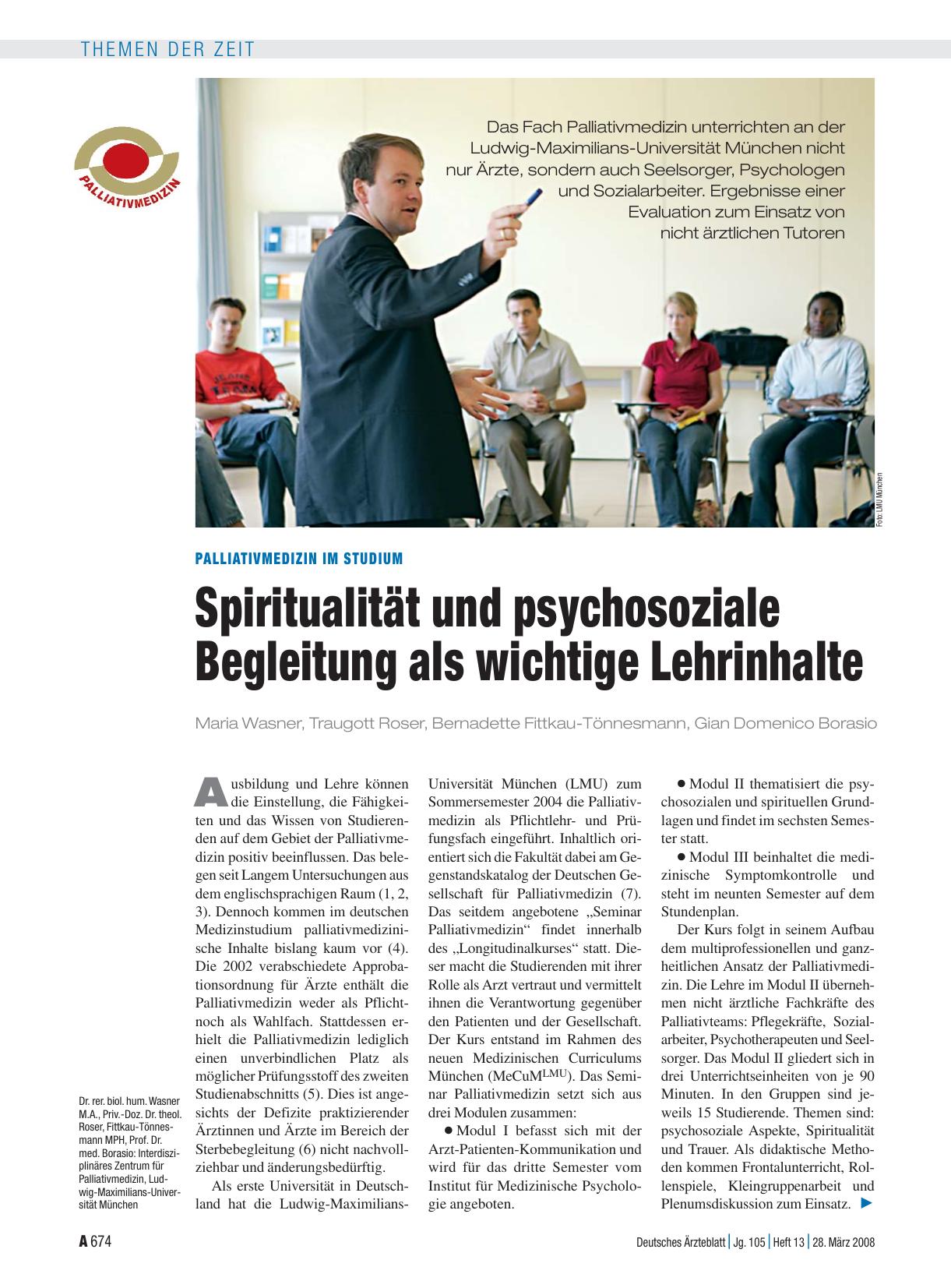 Vorschauseite 1: Palliativmedizin im Studium: Spiritualität und psychosoziale Begleitung als wichtige Lehrinhalte
