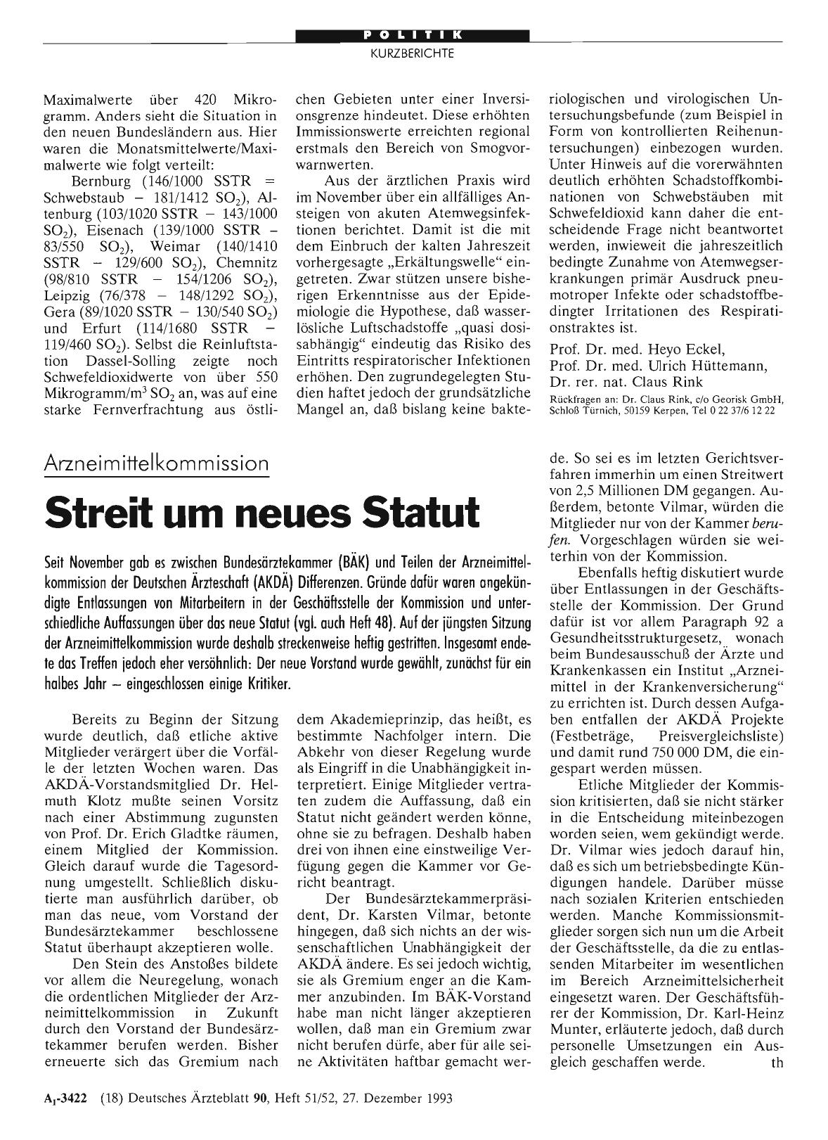 Vorschauseite 1: Arzneimittelkommission: Streit um neues Statut
