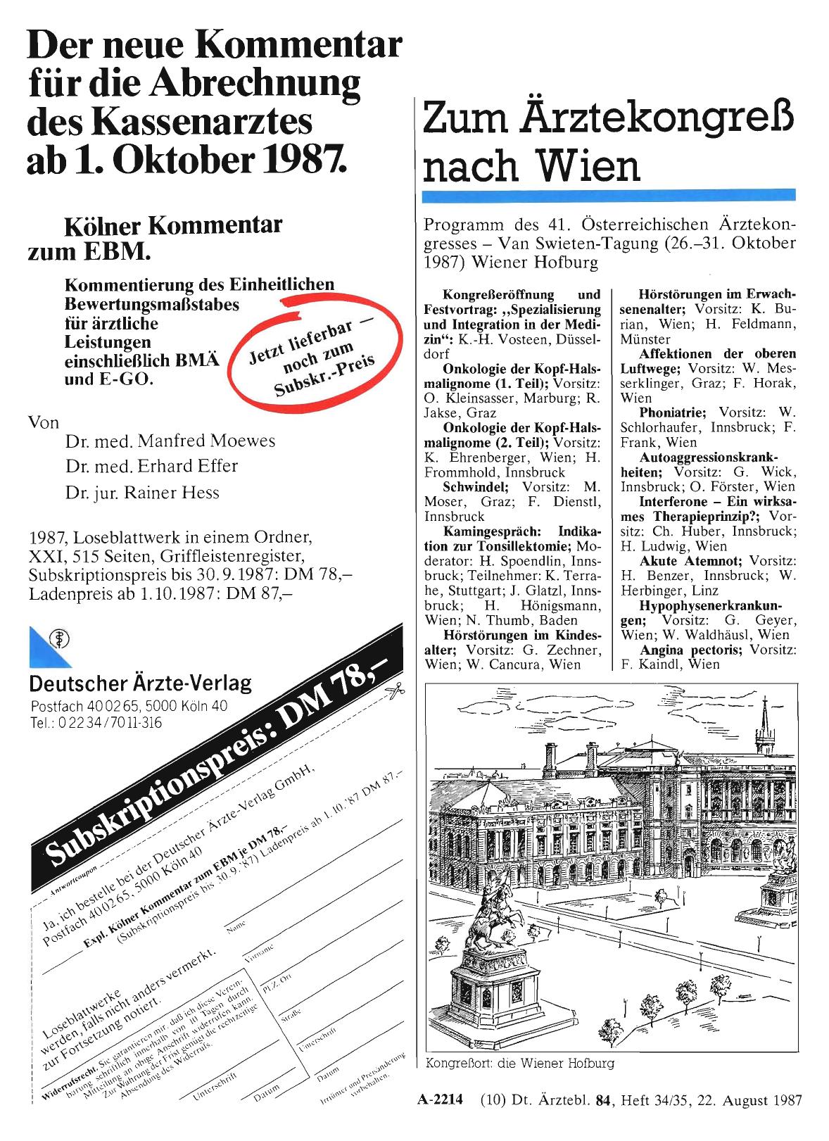 Vorschauseite 1: Zum Ärztekongreß nach Wien