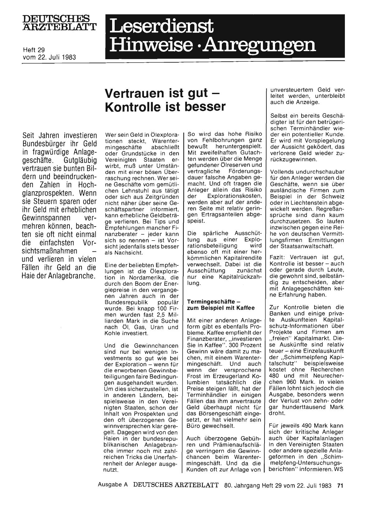Vorschauseite 1: Vertrauen ist gut — Kontrolle ist besser