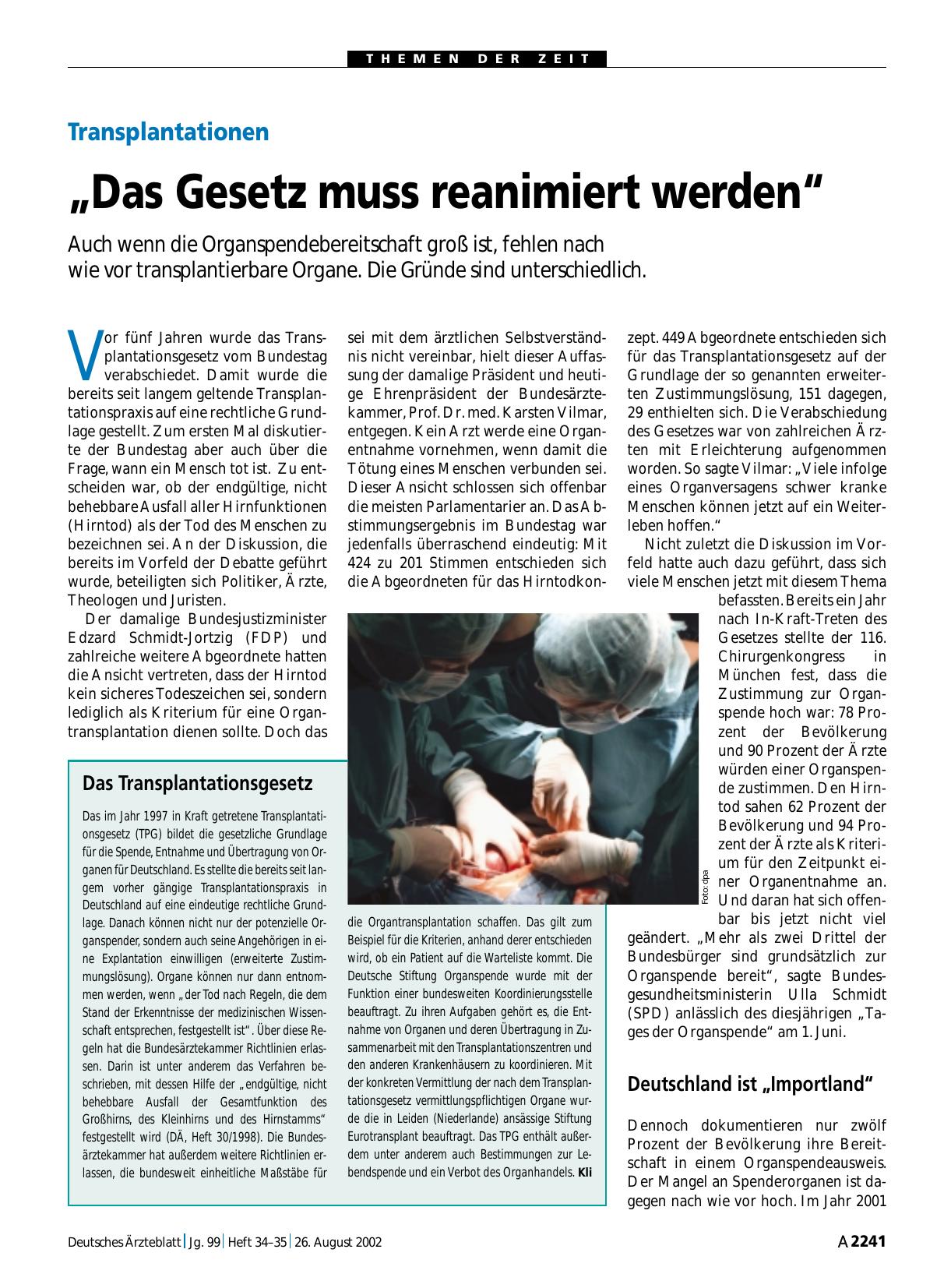 Vorschauseite 1: Das Transplantationsgesetz