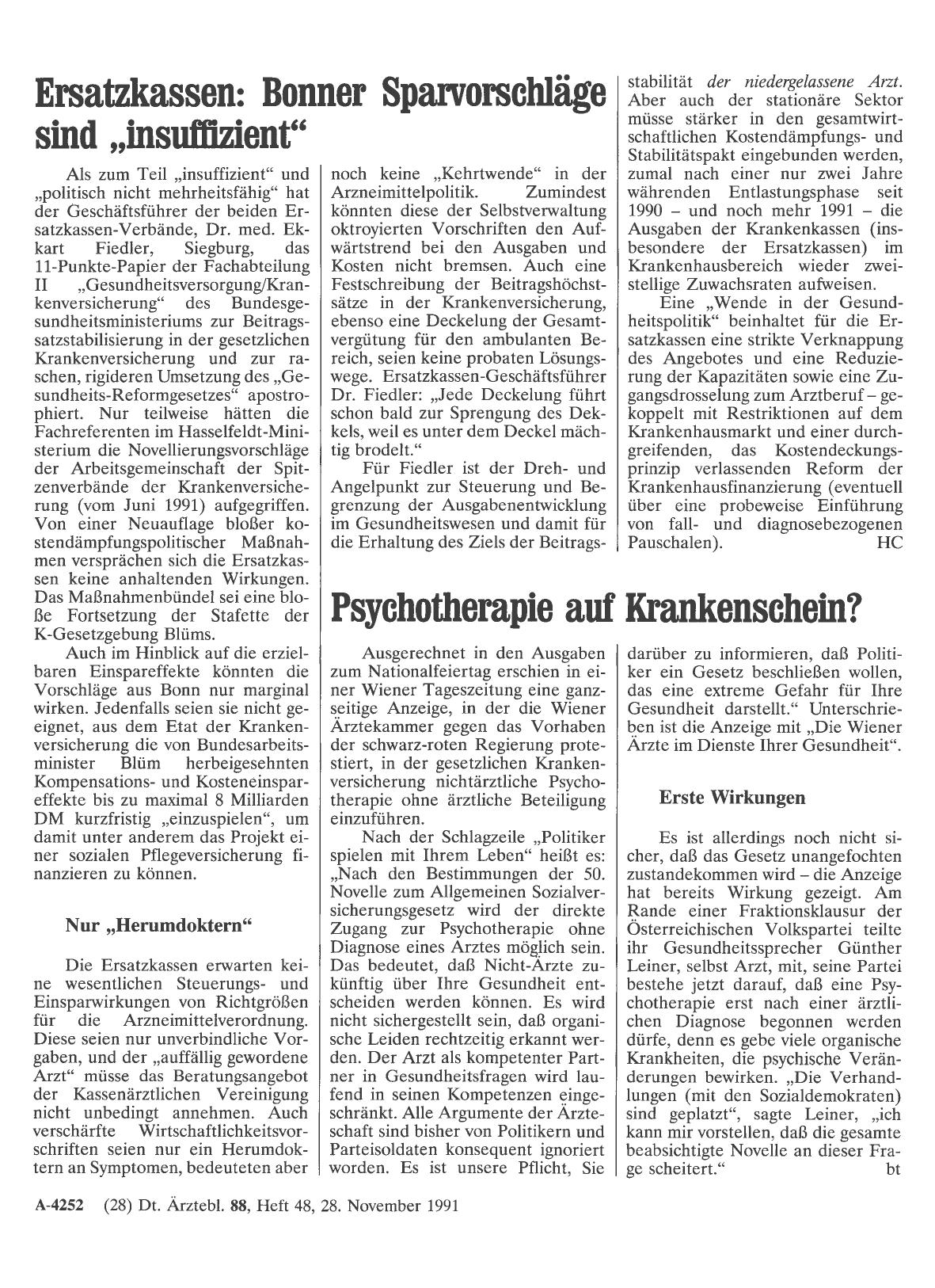 Vorschauseite 1: Psychotherapie auf Krankenschein?