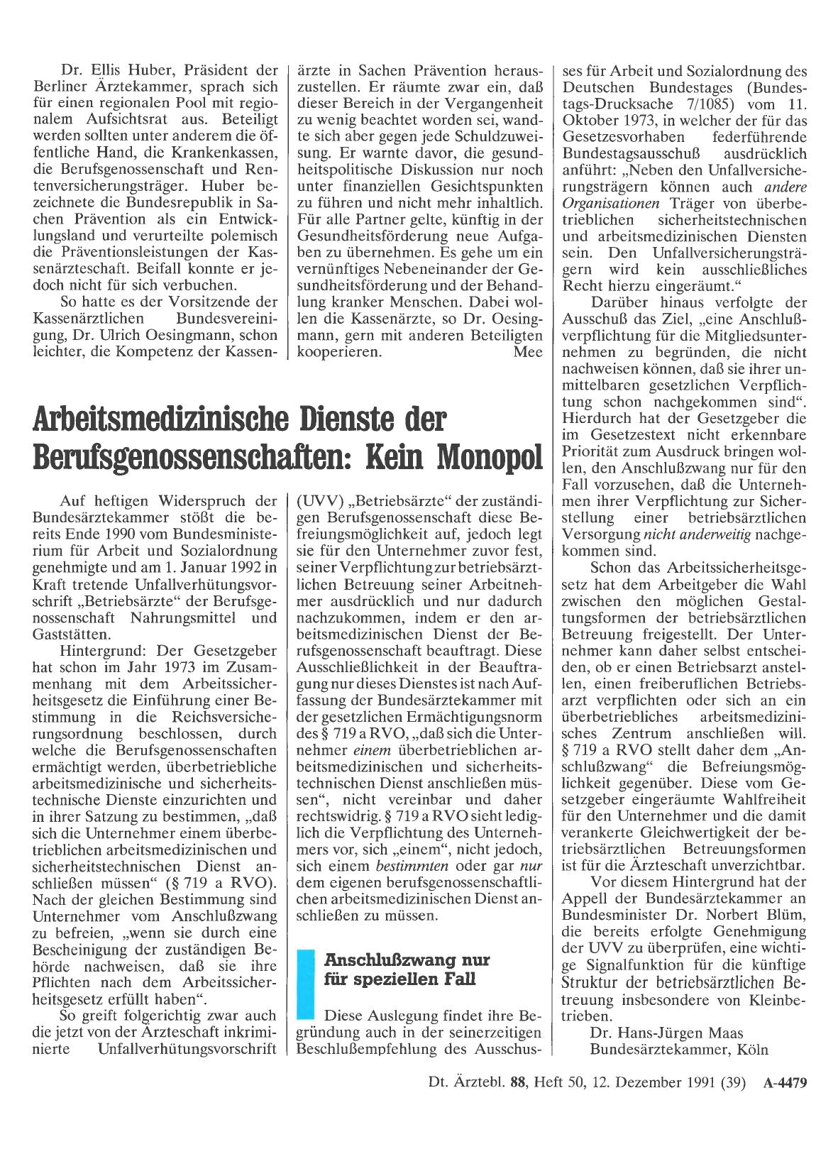 Vorschauseite 1: Arbeitsmedizinische Dienste der Berufsgenossenschaften: Kein Monopol