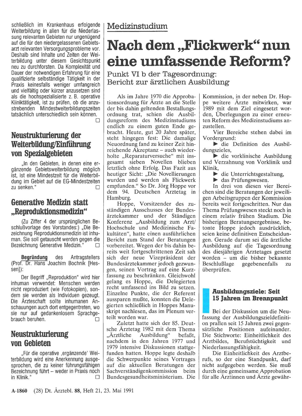 Vorschauseite 1: Medizinstudium: Nach dem, ,Flickwerk'' nun eine umfassende Reform?