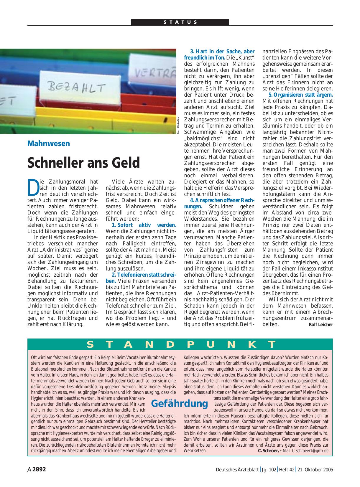 Vorschauseite 1: Standpunkt: Gefährdung