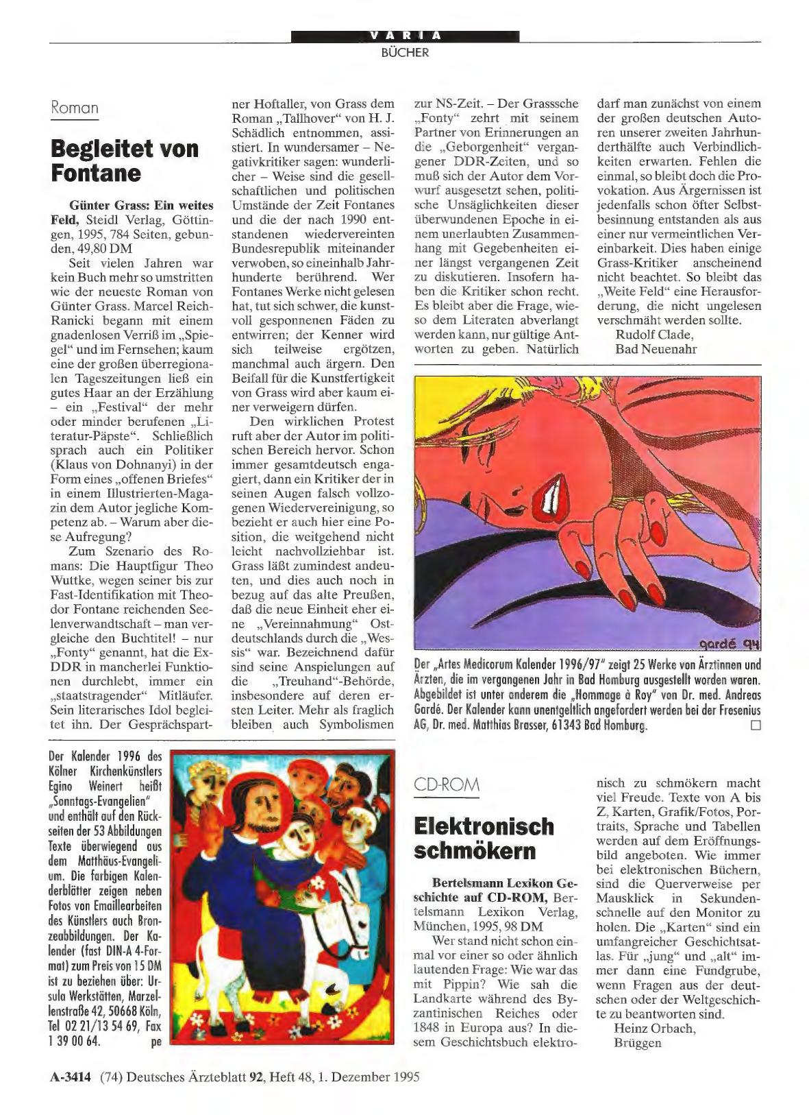 Vorschauseite 1: Artes Medicorum Kalender 1996/97