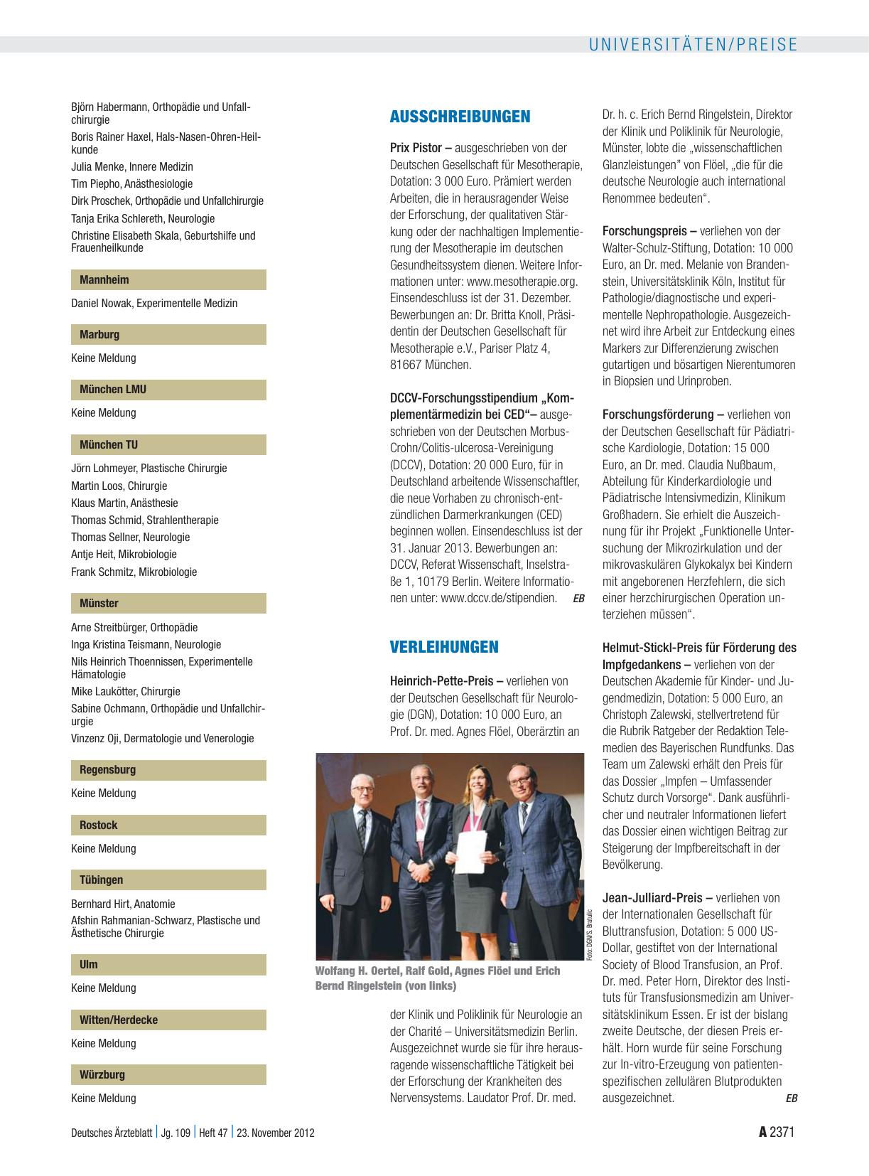 Vorschauseite 1: Verleihungen