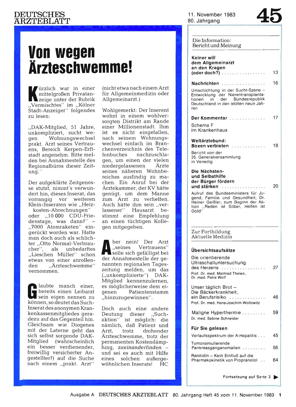 Vorschauseite 1: Von wegen Ärzteschwemme!