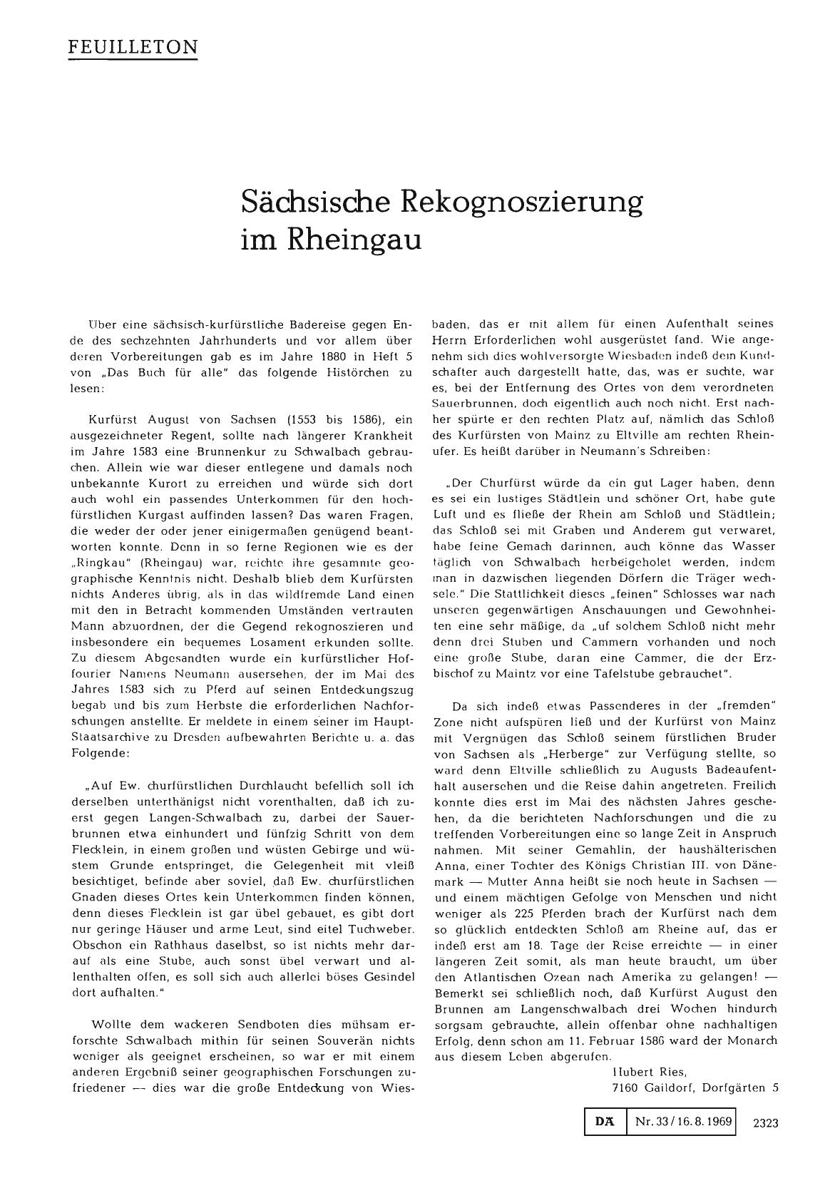 Vorschauseite 1: Sächsische Rekognoszierung im Rheingau