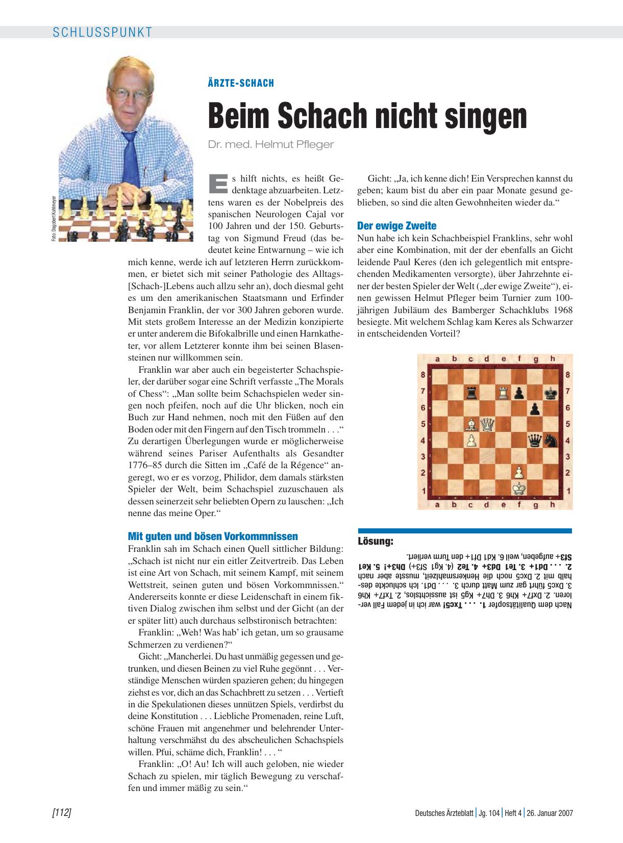 Vorschauseite 1: Ärzte-Schach: Beim Schach nicht singen
