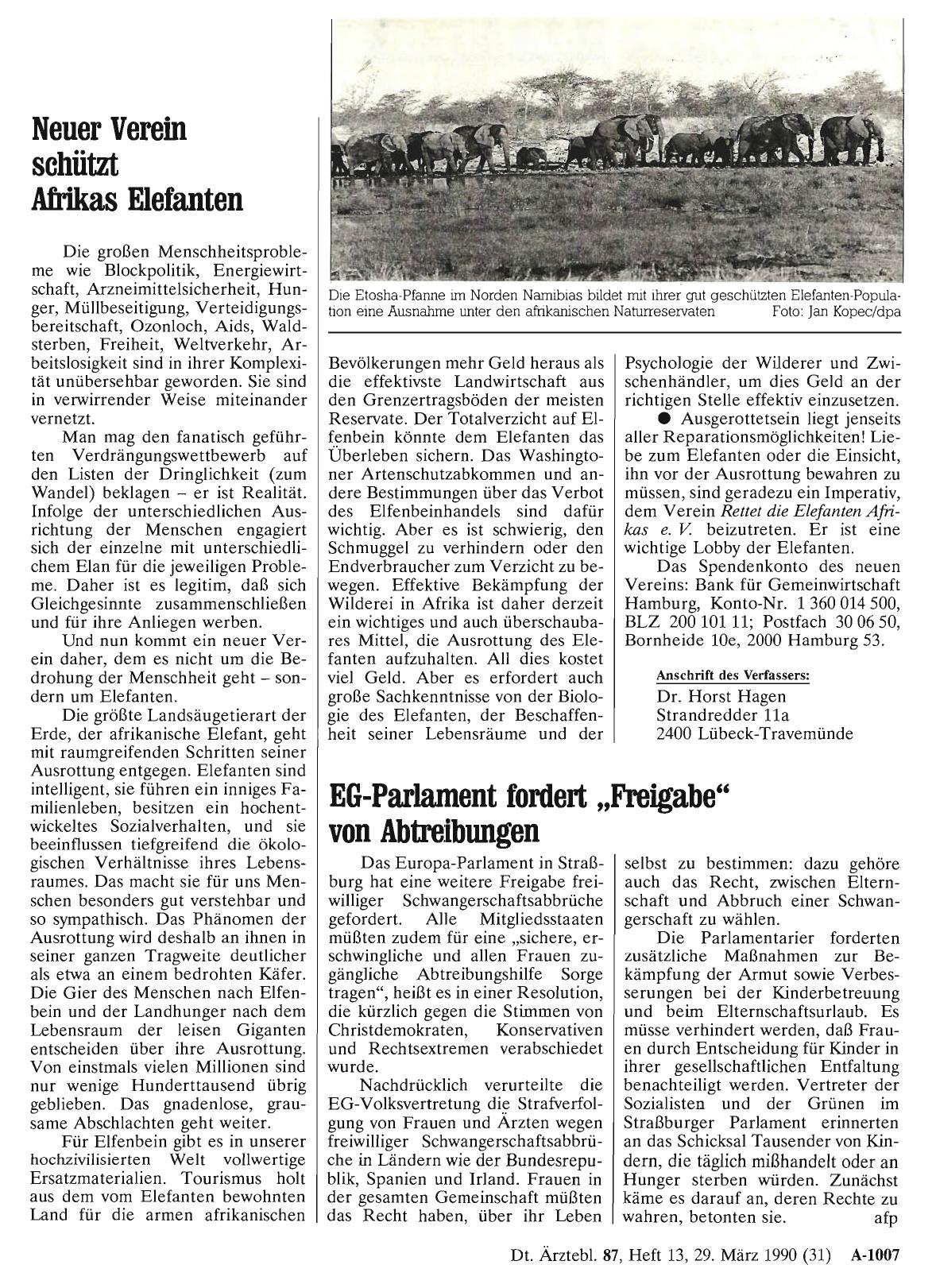 Vorschauseite 1: Neuer Verein schützt Afrikas Elefanten