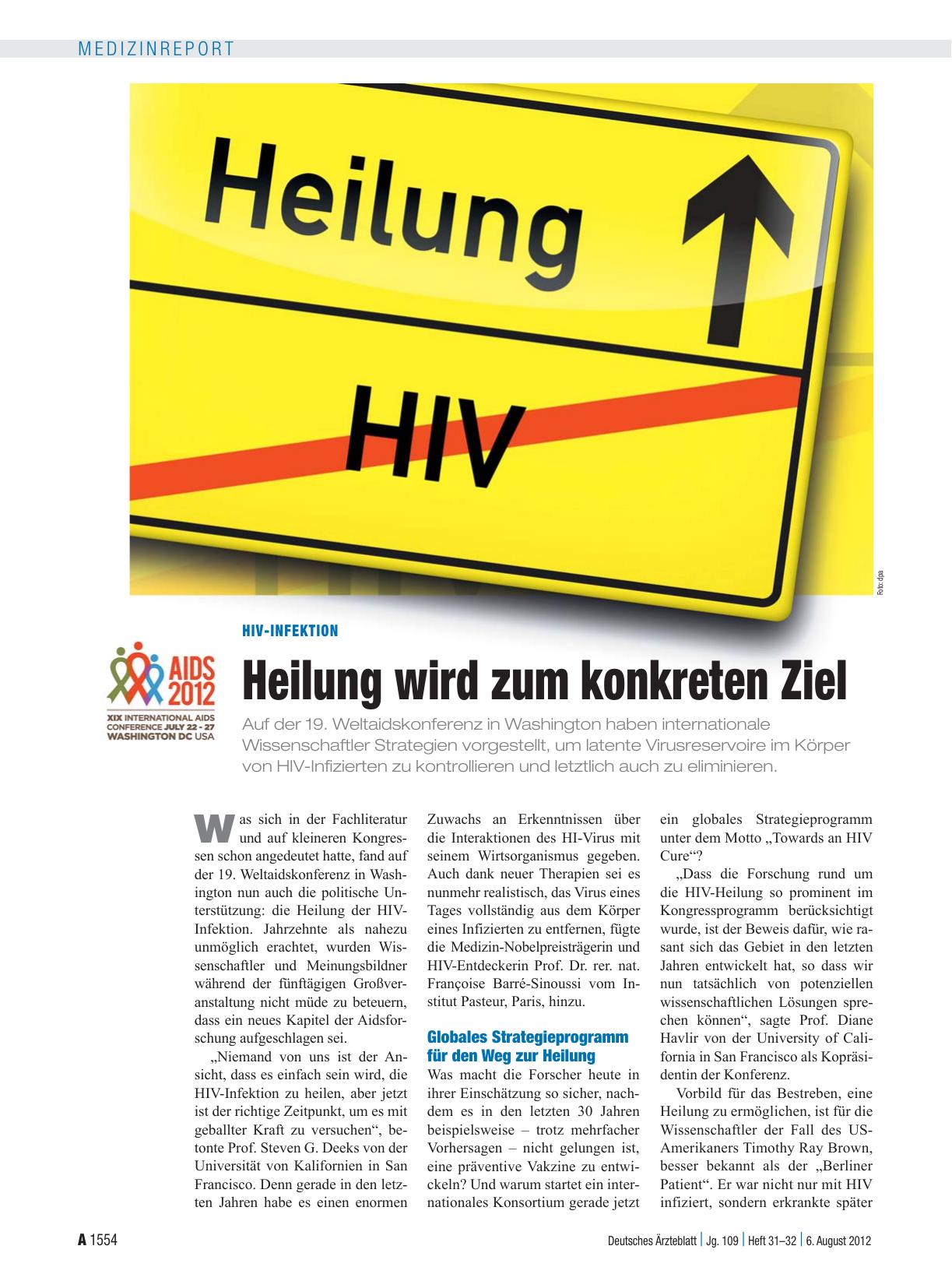 Vorschauseite 1: HIV-Infektion: Heilung wird zum konkreten Ziel