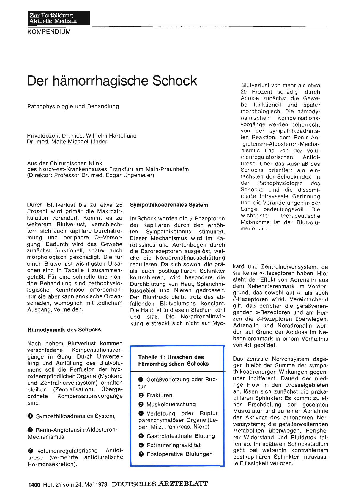 Vorschauseite 1: Der hämorrhagische Schock: Pathophysiologie und Behandlung