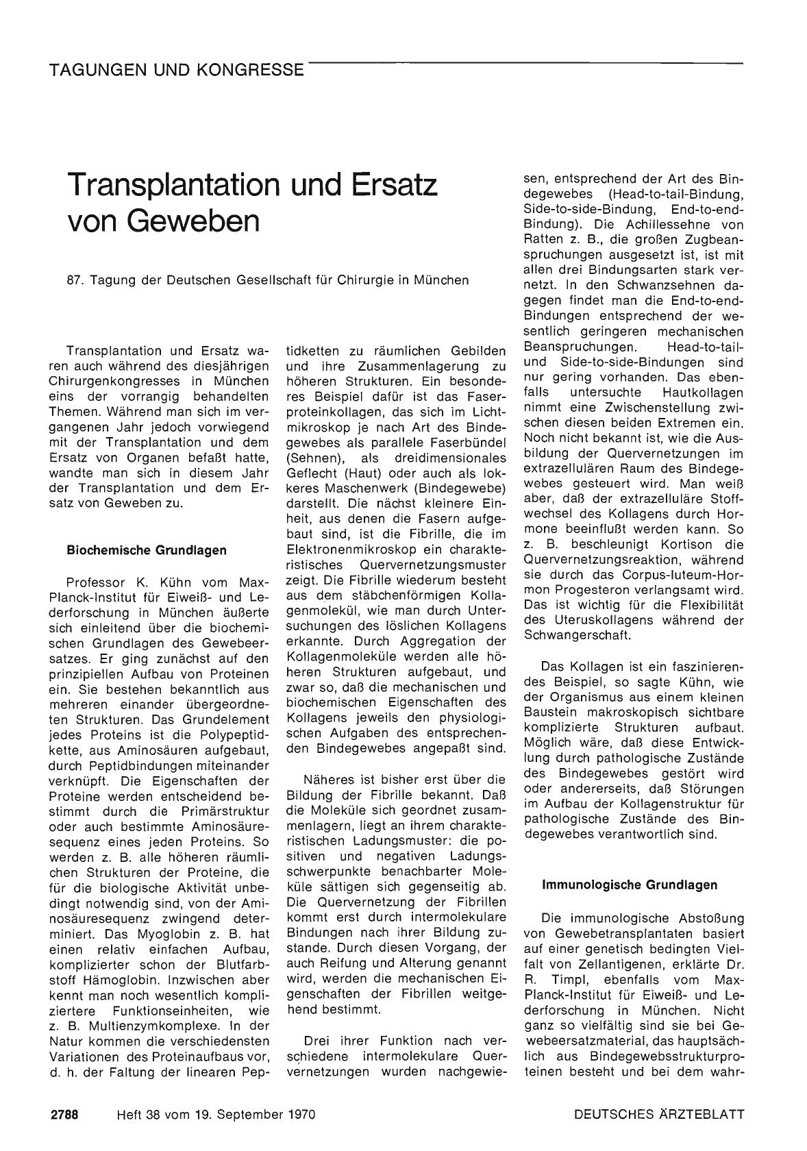 Vorschauseite 1: Transplantation und Ersatz von Geweben