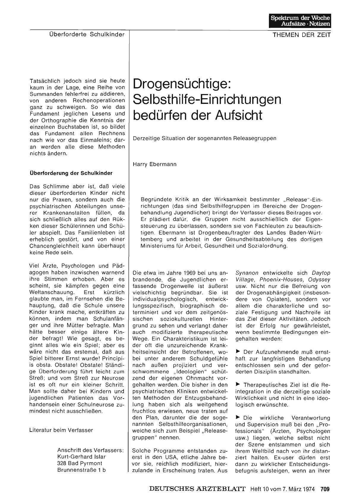 Vorschauseite 1: Drogensüchtige: Selbsthilfe-Einrichtungen bedürfen der Aufsicht