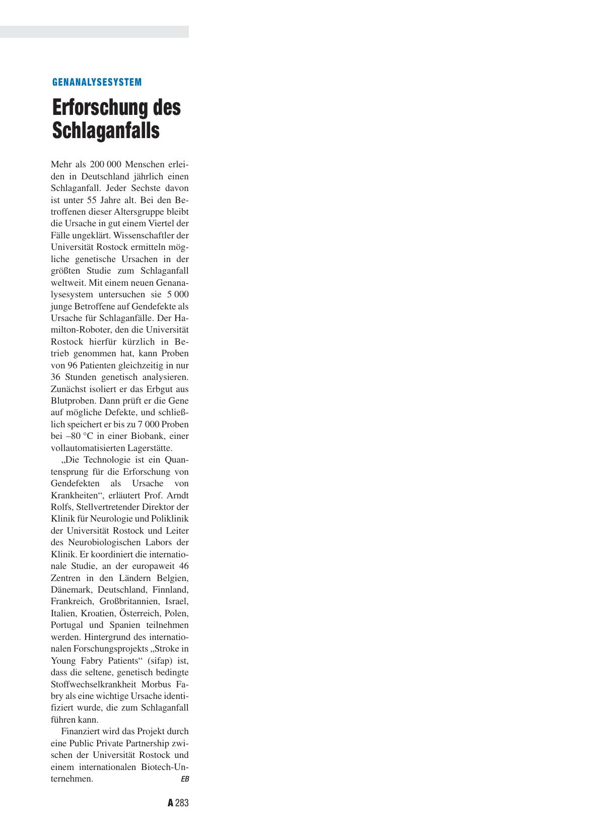 Vorschauseite 1: Genanalysesystem: Erforschung des Schlaganfalls