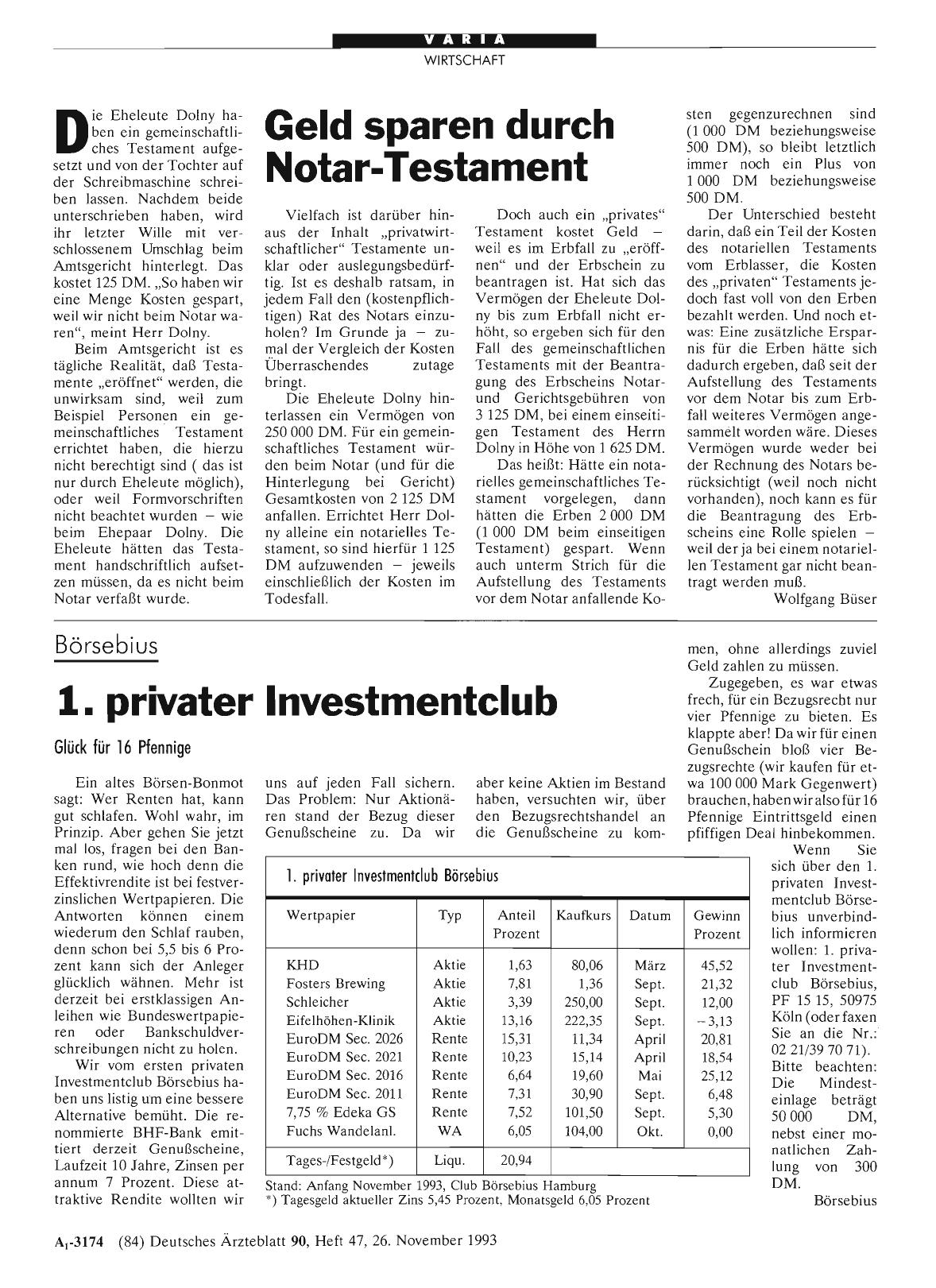 Vorschauseite 1: Börsebius: 1. privater Investmentclub