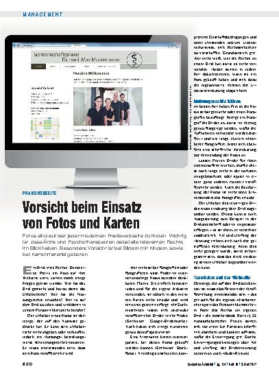 Vorschauseite 1: Praxiswebseite: Vorsicht beim Einsatz von Fotos und Karten