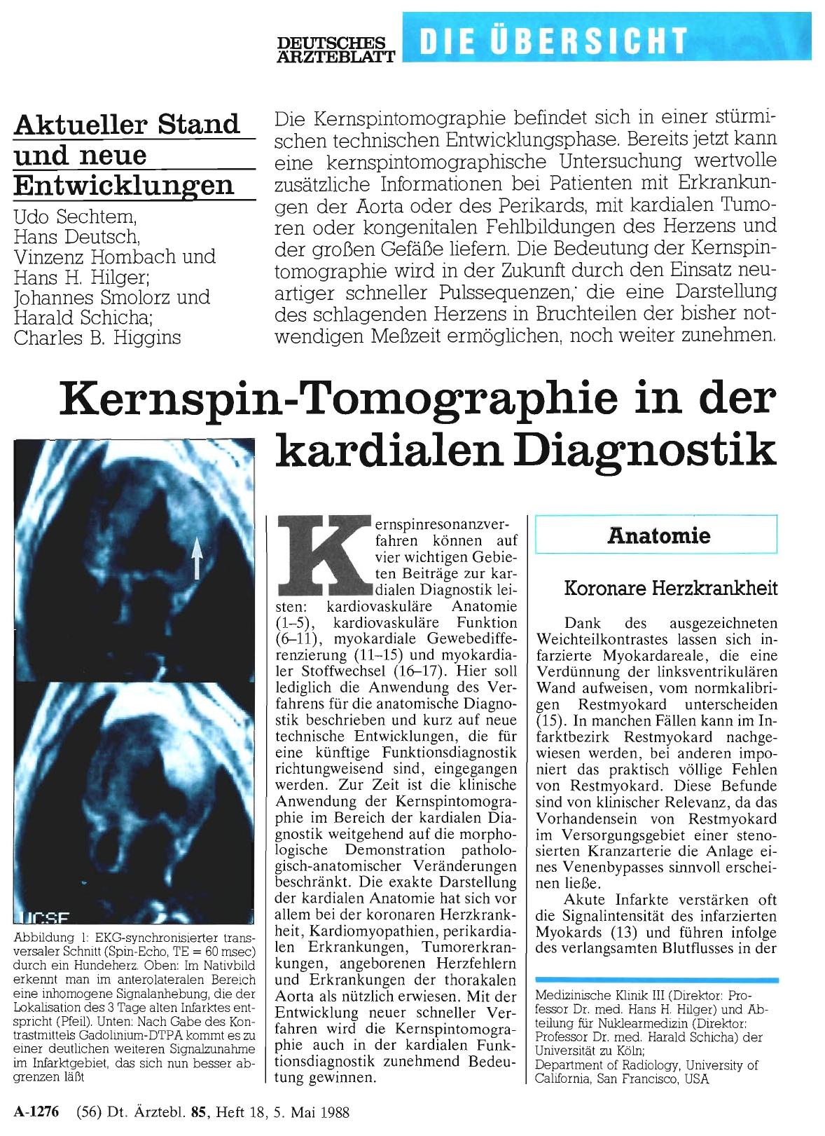 Vorschauseite 1: Kernspin-Tomographie in der kardialen Diagnostik