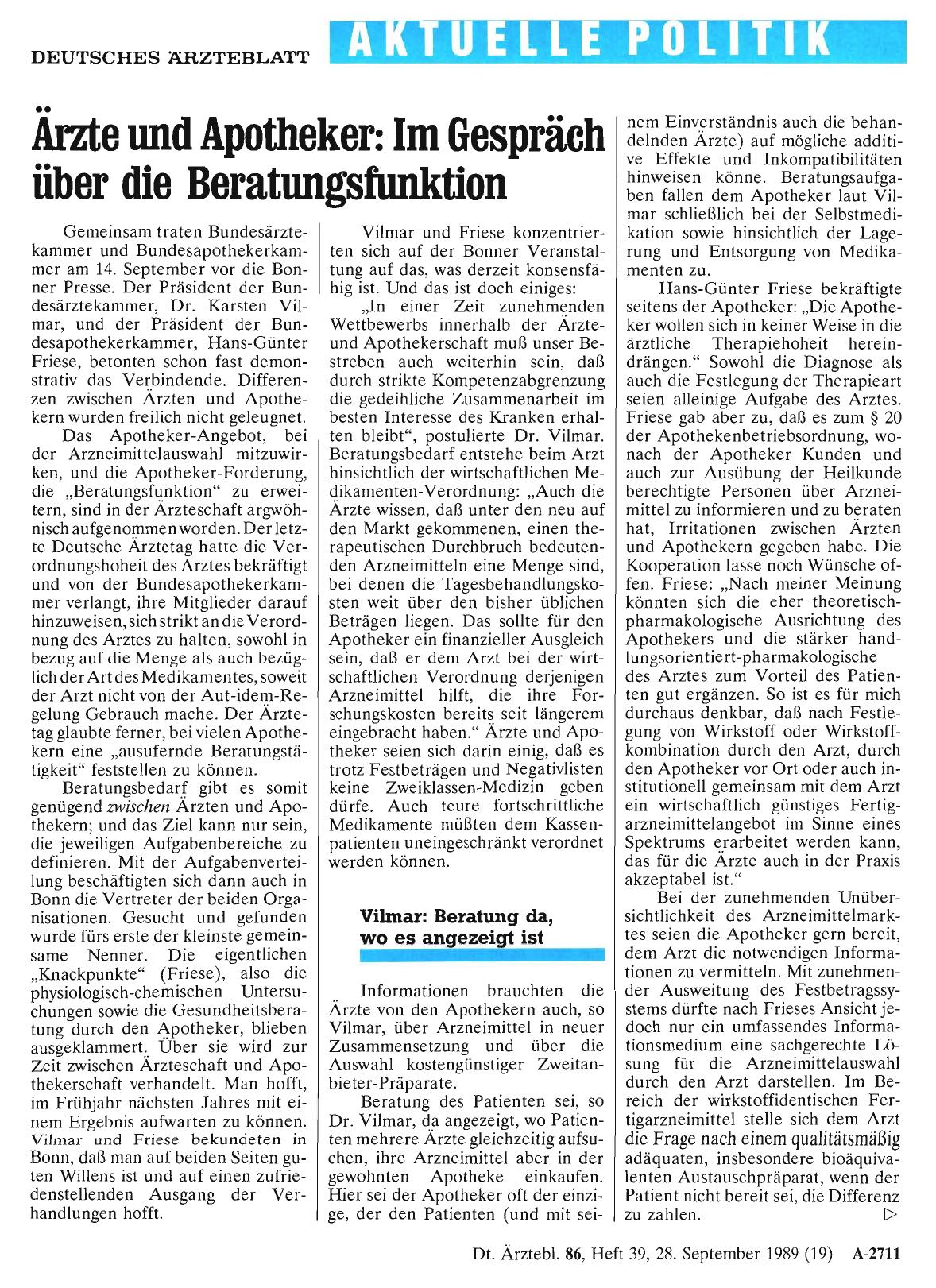 Vorschauseite 1: Ärzte und Apotheker: Im Gespräch über die Beratungsfunktion