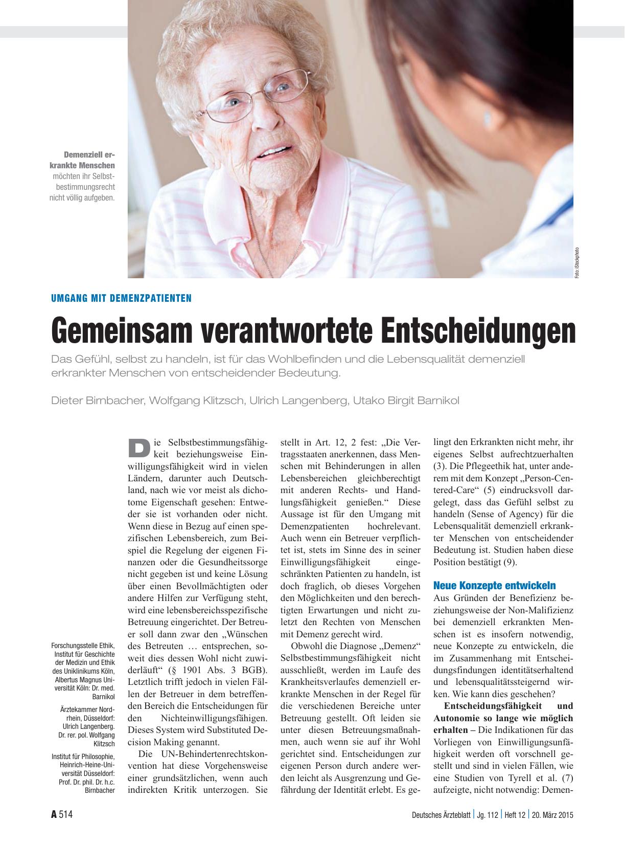 Vorschauseite 1: Umgang mit Demenzpatienten: Gemeinsam verantwortete Entscheidungen