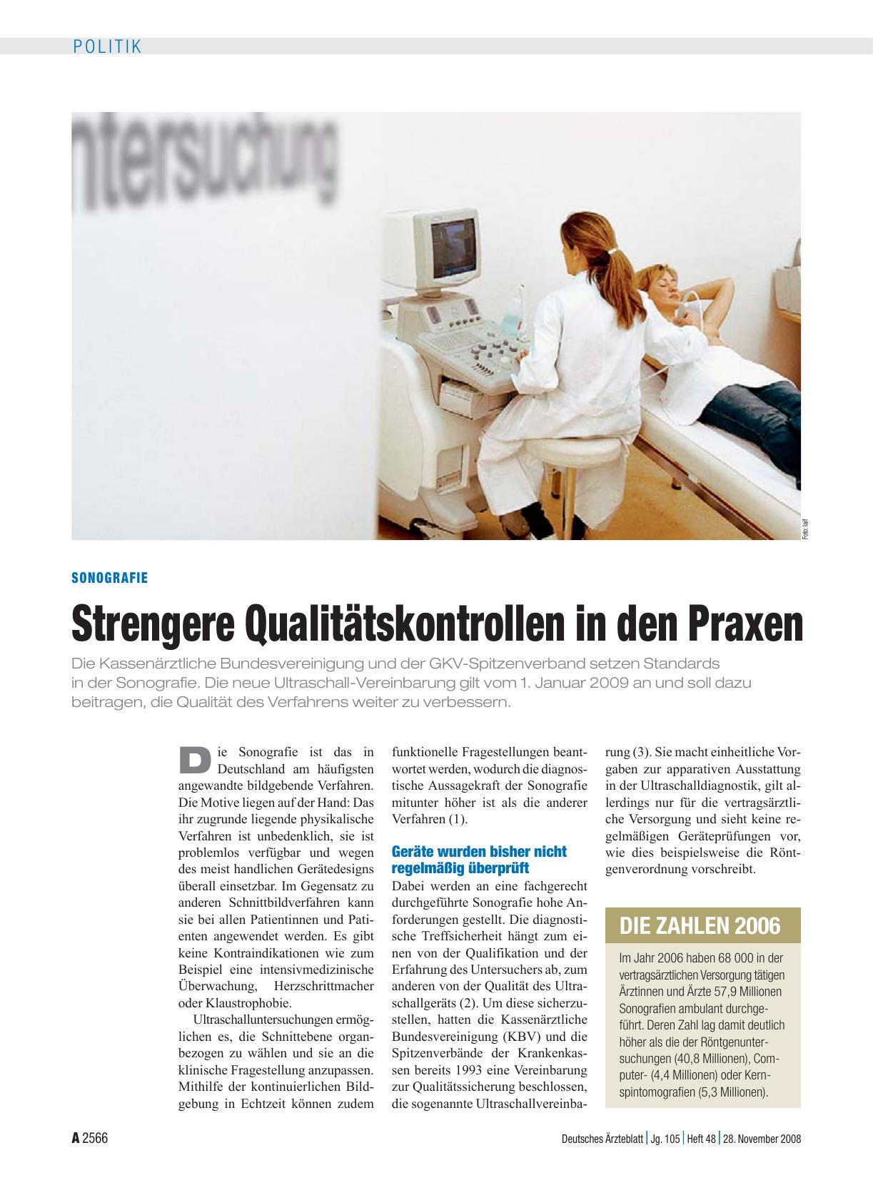 Vorschauseite 1: Sonografie: Strengere Qualitätskontrollen in den Praxen