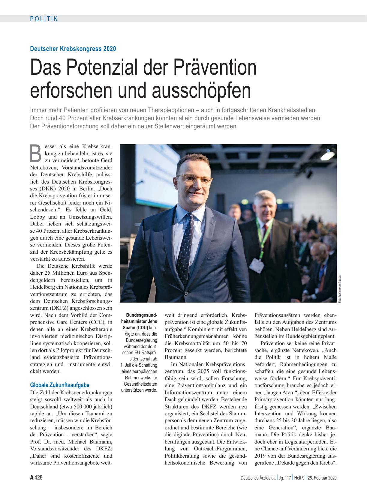 Vorschauseite 1: Deutscher Krebskongress 2020: Das Potenzial der Prävention erforschen und ausschöpfen