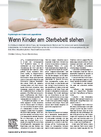 Vorschauseite 1: Psychologie von Kindern und Jugendlichen: Wenn Kinder am Sterbebett stehen