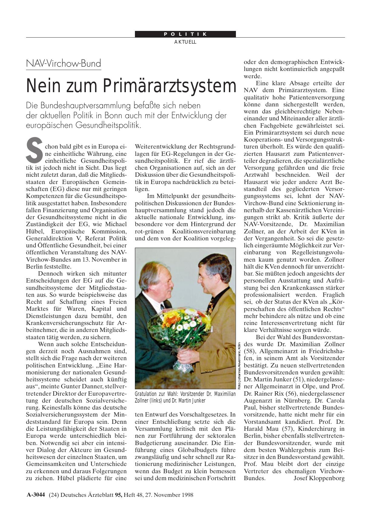 Vorschauseite 1: NAV-Virchow-Bund: Nein zum Primärarztsystem