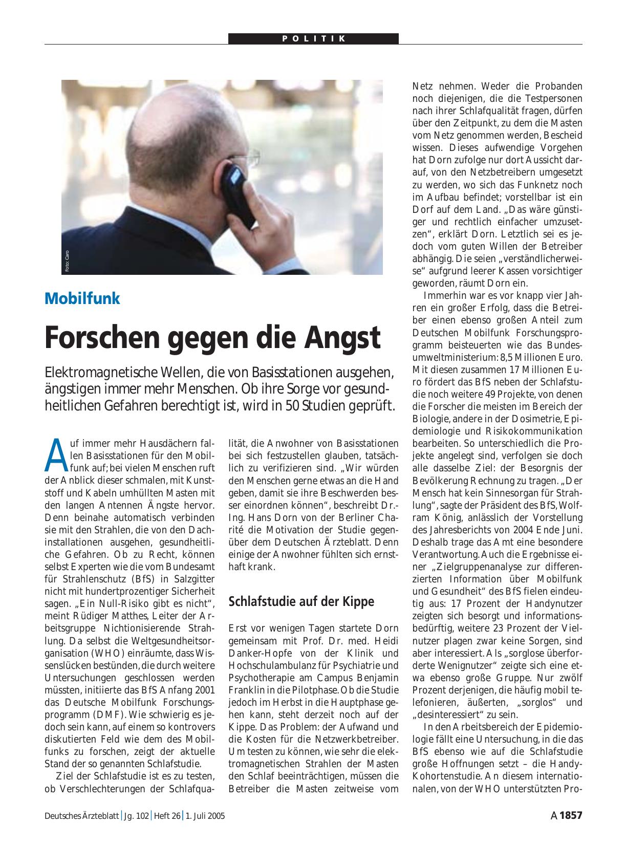 Vorschauseite 1: Mobilfunk: Forschen gegen die Angst