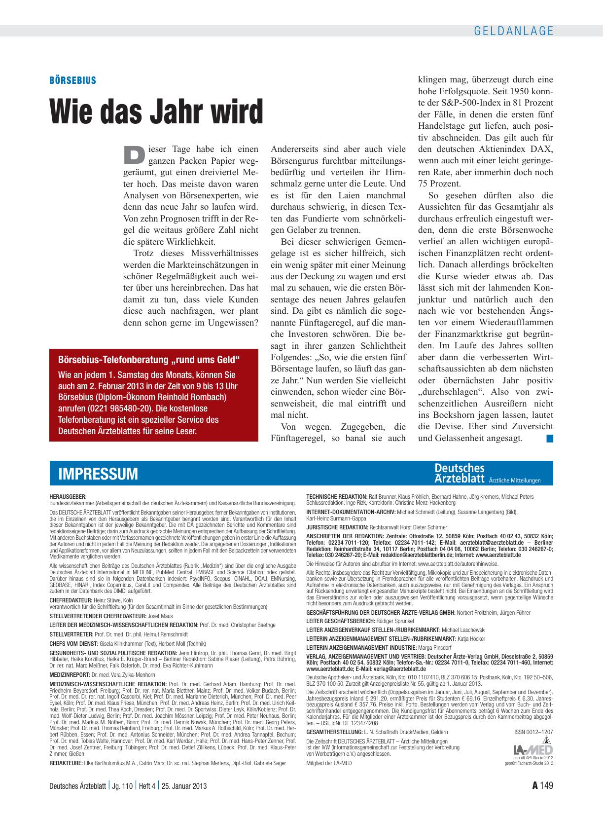 Vorschauseite 1: Börsebius: Wie das Jahr wird