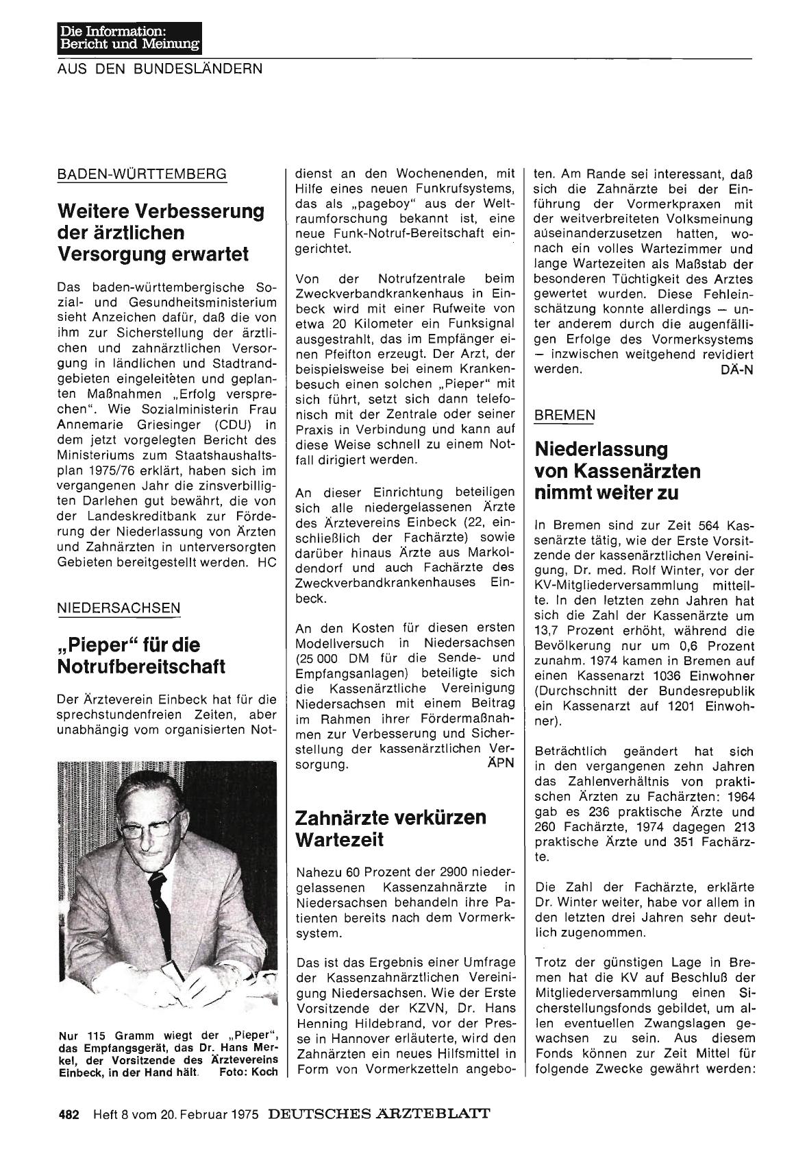 Vorschauseite 1: Niedersachsen: „Pieper“ für die Notrufbereitschaft