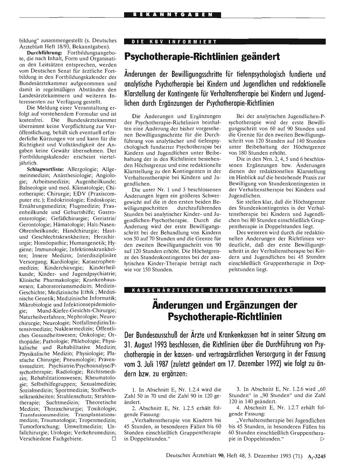 Vorschauseite 1: Psychotherapie-Richtlinien geändert