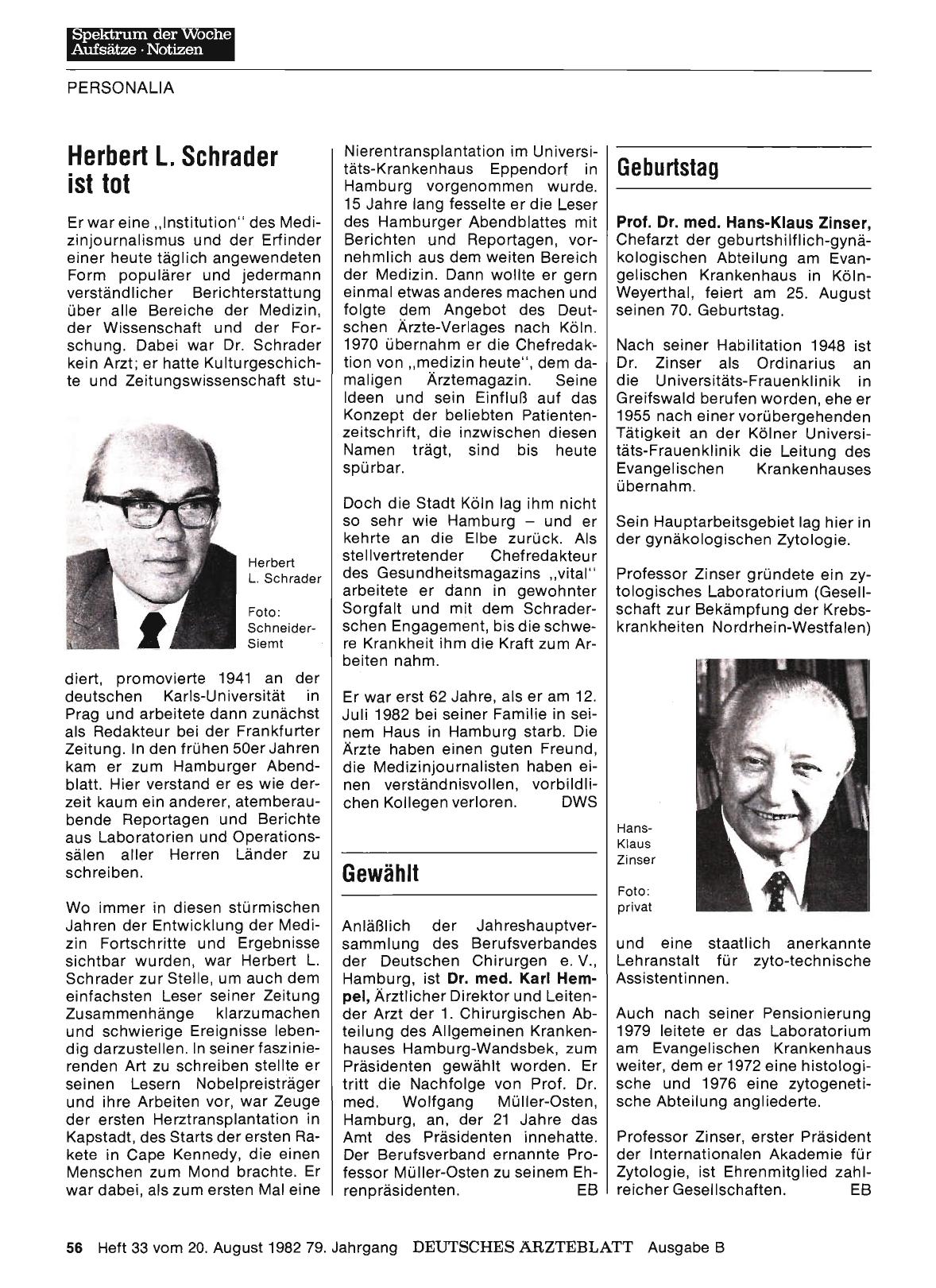 Vorschauseite 1: Herbert L. Schrader ist tot