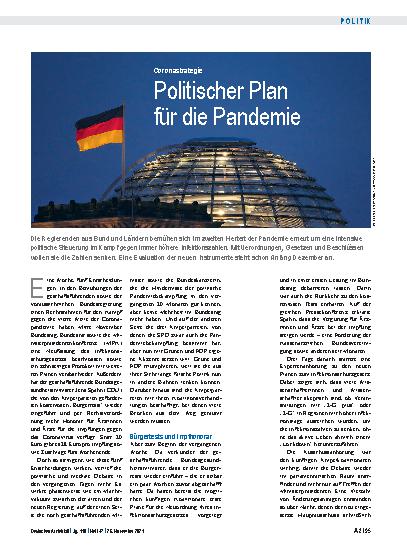 Vorschauseite 1: Coronastrategie: Politischer Plan für die Pandemie