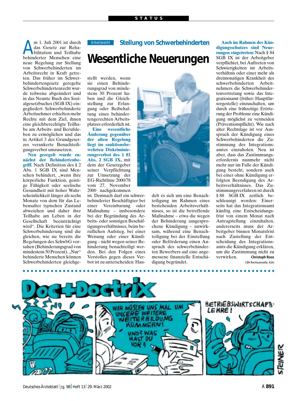 Vorschauseite 1: Stellung von Schwerbehinderten: Wesentliche Neuerungen