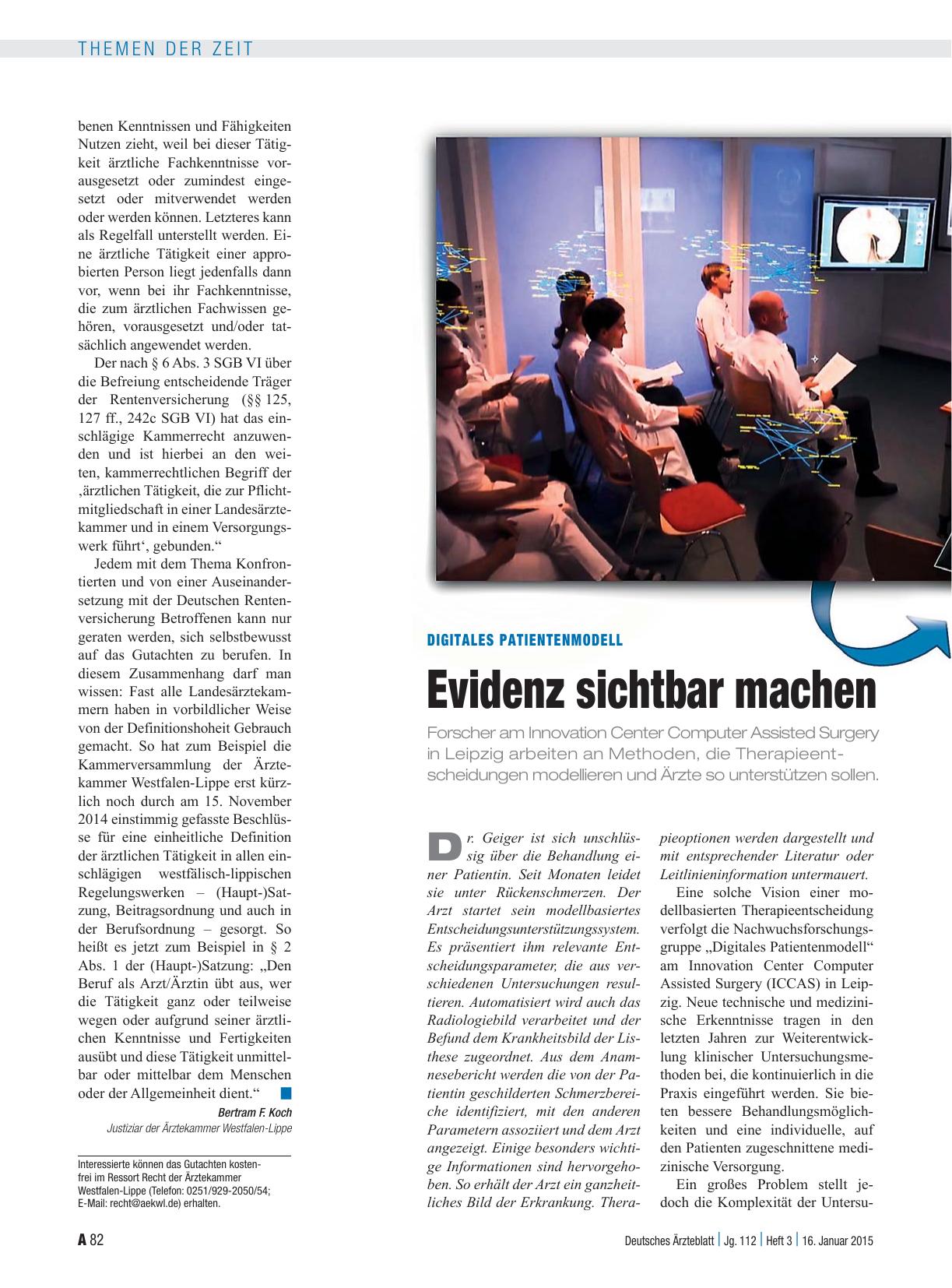 Vorschauseite 1: Digitales Patientenmodell: Evidenz sichtbar machen