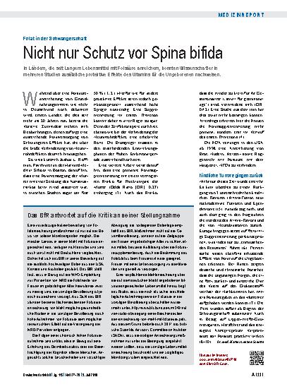 Vorschauseite 1: Folat in der Schwangerschaft: Nicht nur Schutz vor Spina bifida