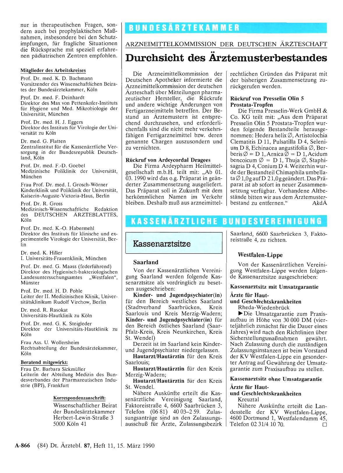 Vorschauseite 1: Durchsicht des Ärztemusterbestandes