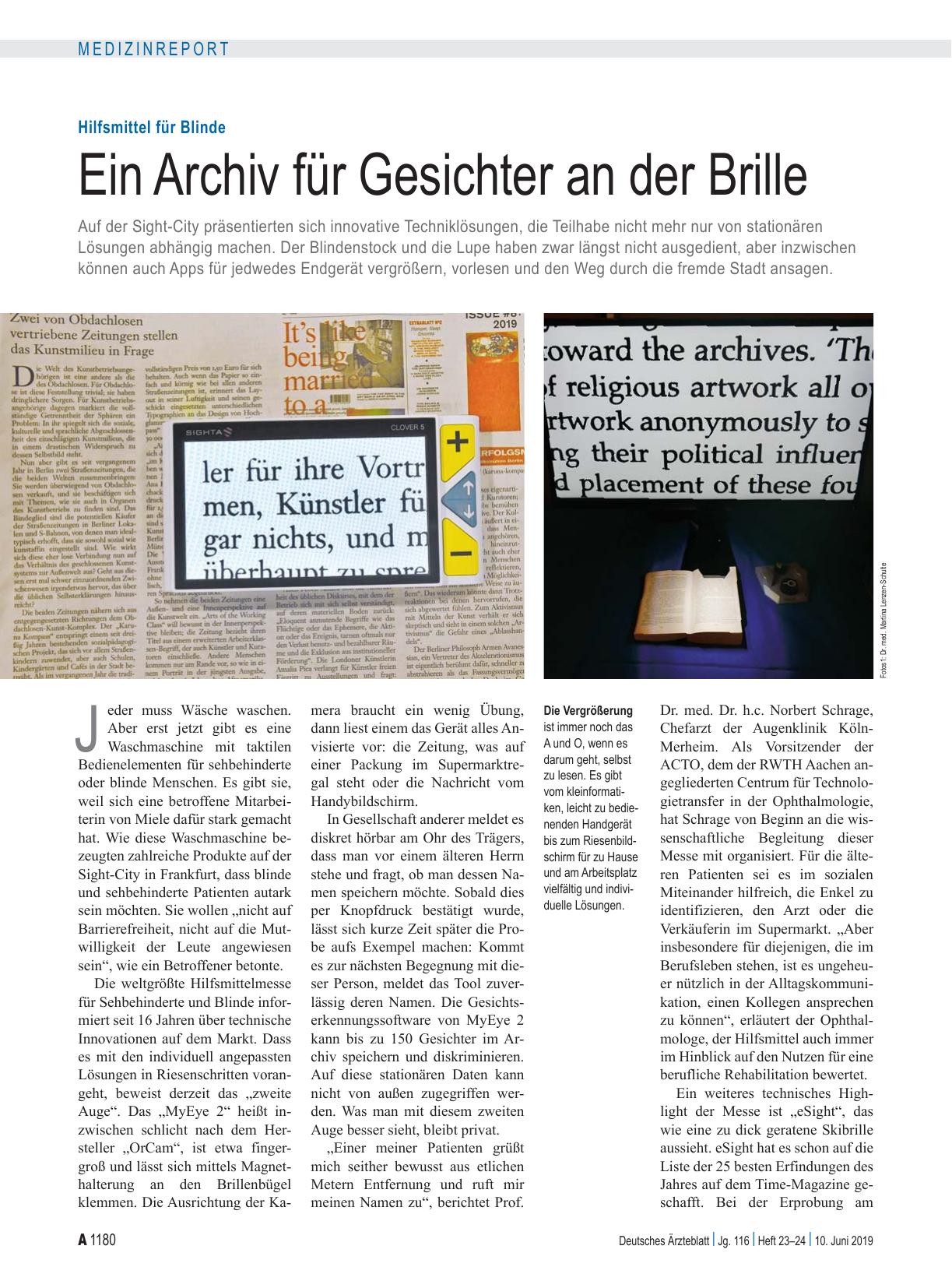 Vorschauseite 1: Hilfsmittel für Blinde: Ein Archiv für Gesichter an der Brille