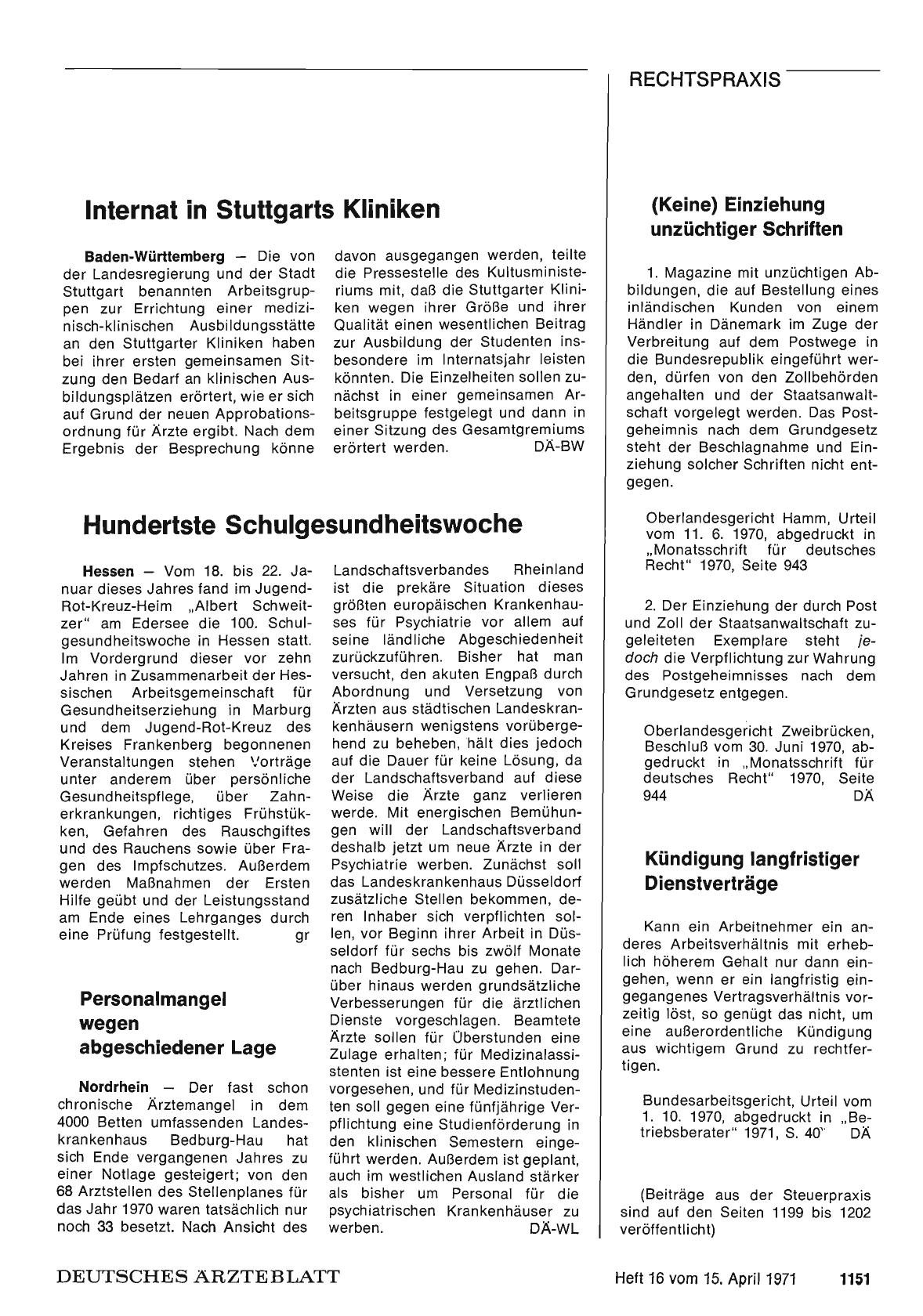 Vorschauseite 1: Internat in Stuttgarts Kliniken