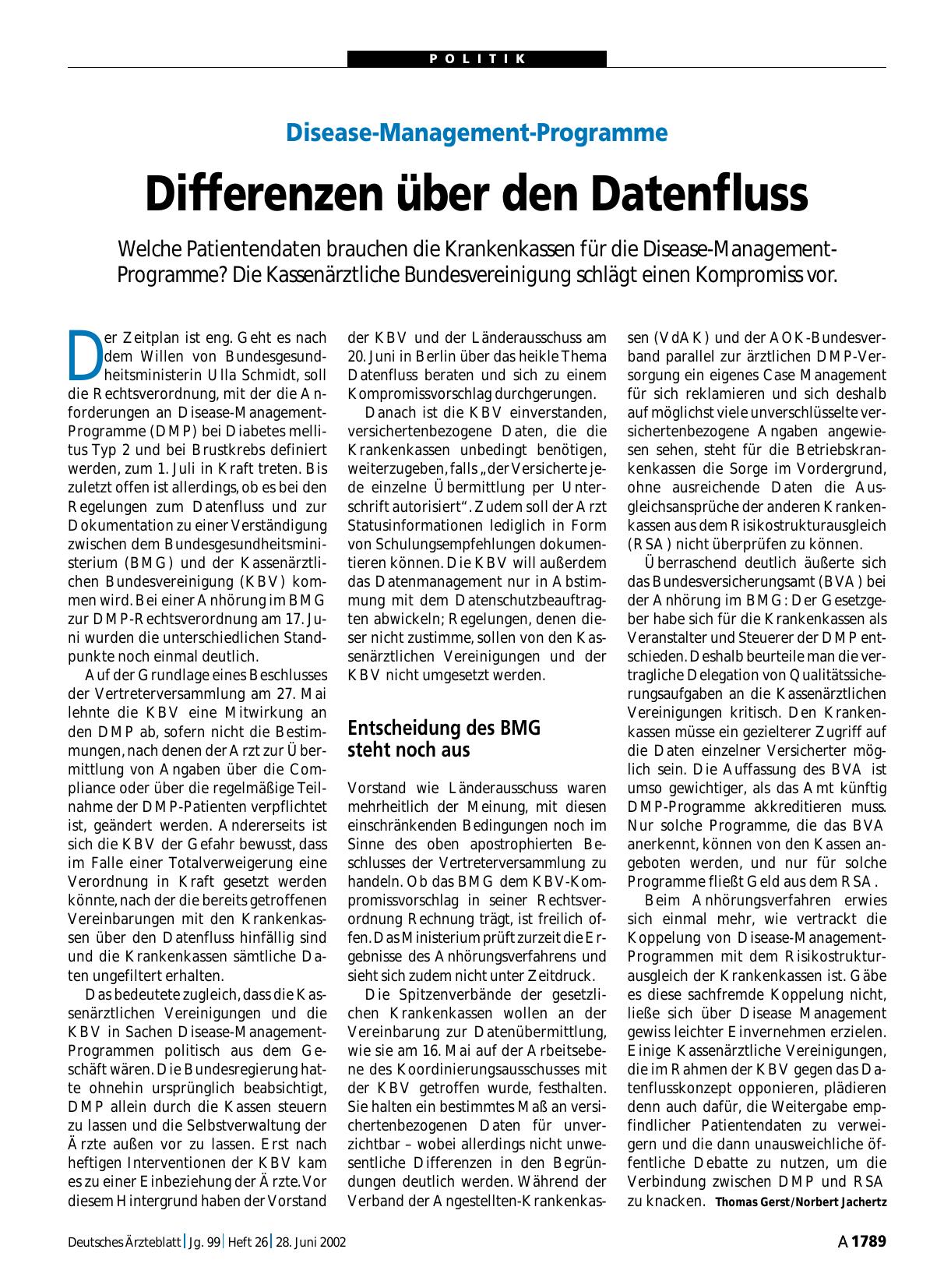 Vorschauseite 1: Disease-Management-Programme: Differenzen über den Datenfluss