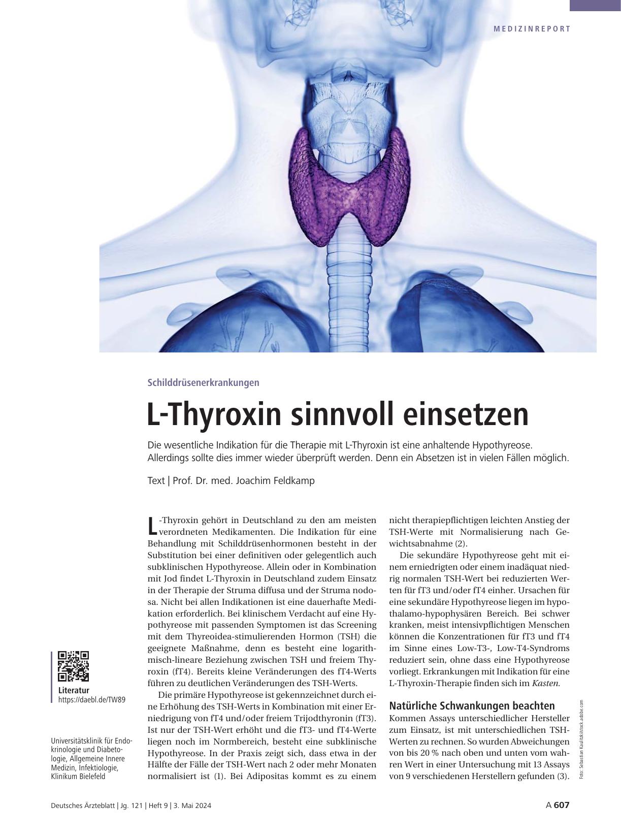 Vorschauseite 1: Schilddrüsenerkrankungen: L-Thyroxin sinnvoll einsetzen