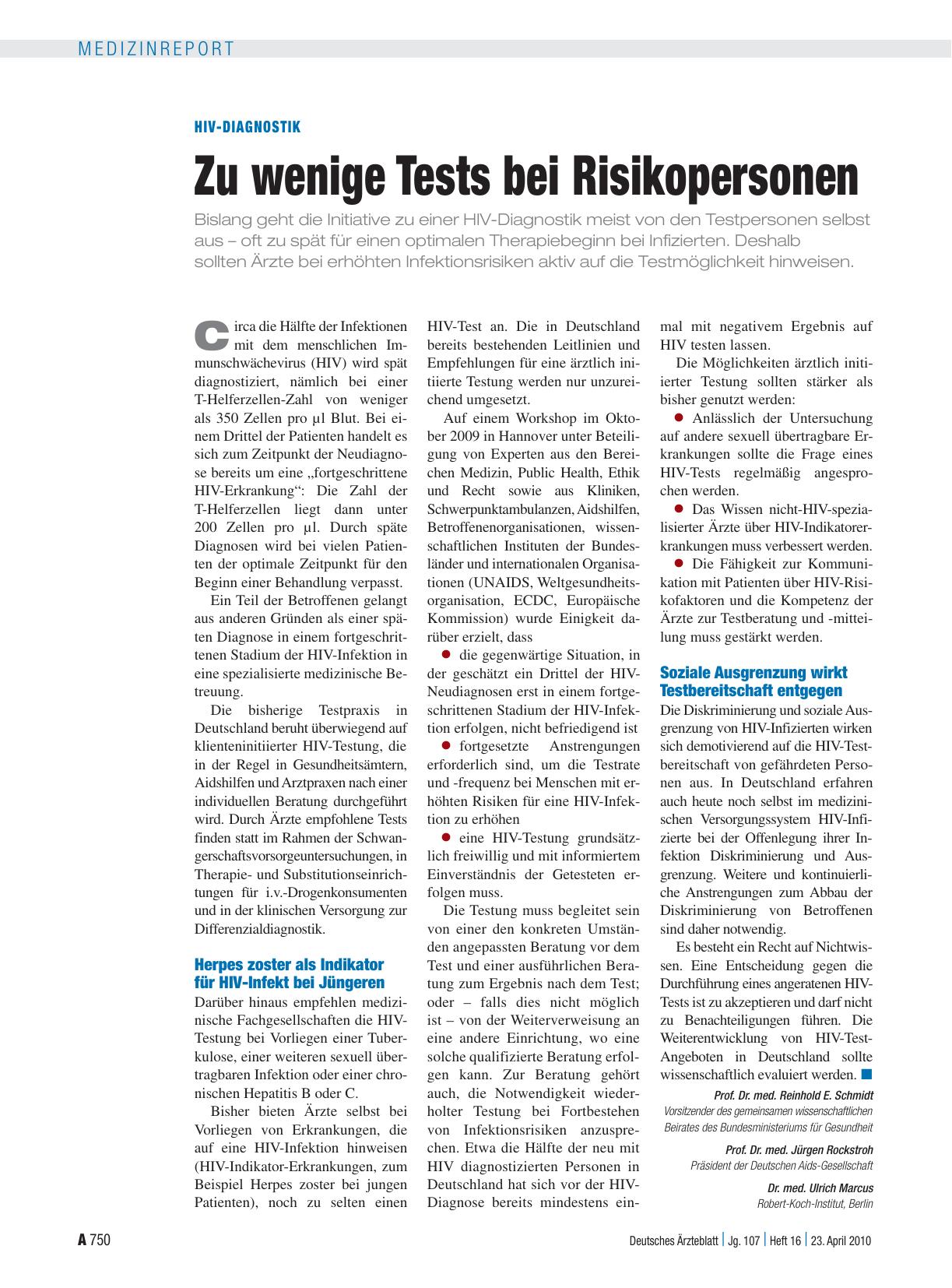 Vorschauseite 1: HIV-Diagnostik: Zu wenige Tests bei Risikopersonen