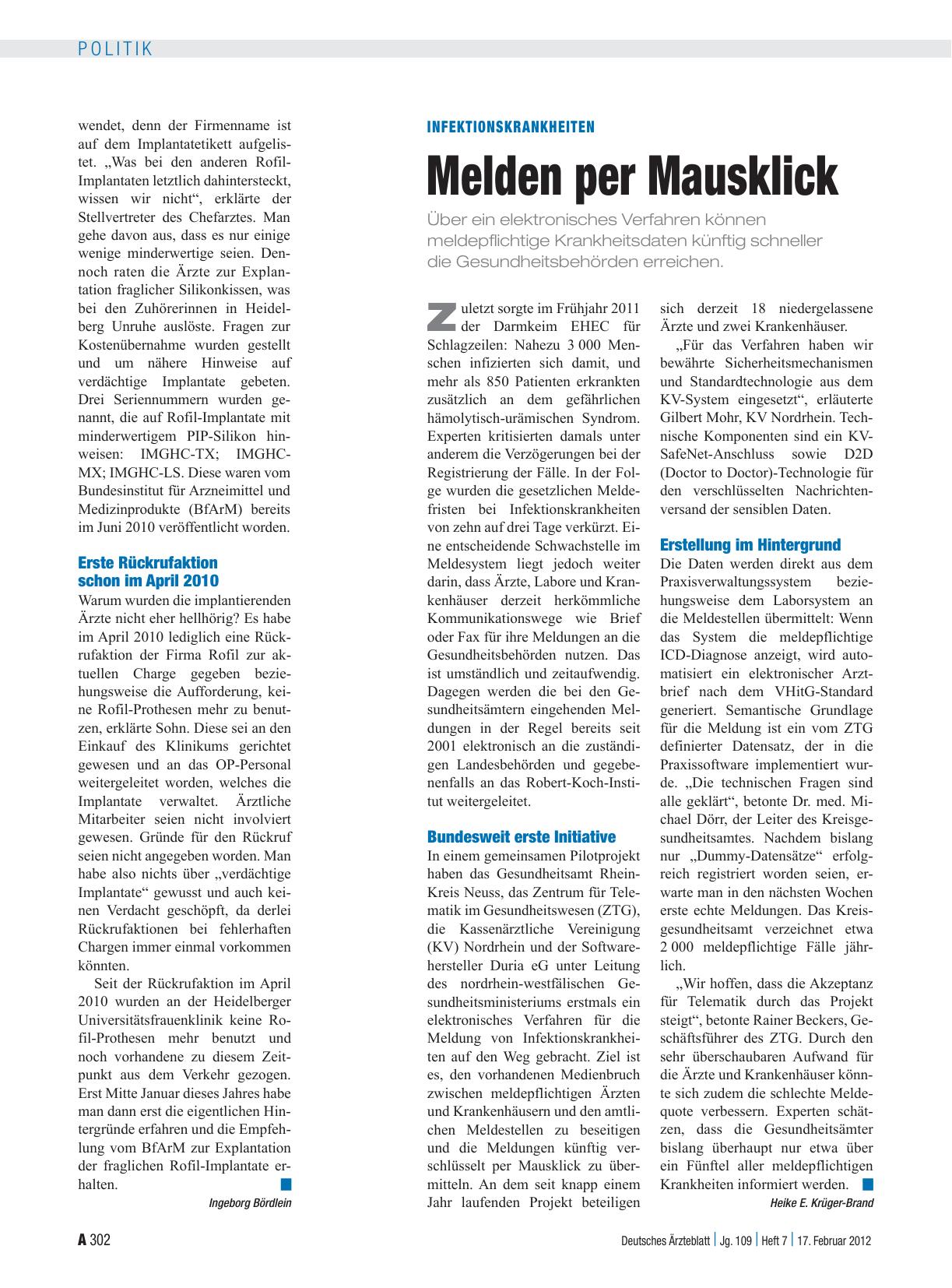 Vorschauseite 1: Infektionskrankheiten: Melden per Mausklick