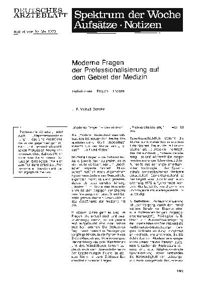 Vorschauseite 1: Moderne Fragen der Professionalisierung auf dem Gebiet der Medizin