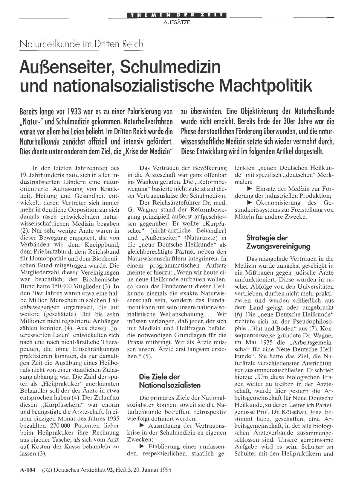 Vorschauseite 1: Naturheilkunde im Dritten Reich: Außenseiter, Schulmedizin und nationalsozialistische Machtpolitik