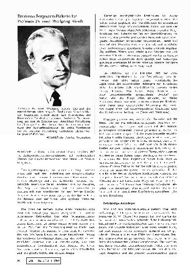 Vorschauseite 1: Ernst-von-Bergmann-Plakette für Professor Dr. med. Wolfgang Hirsch