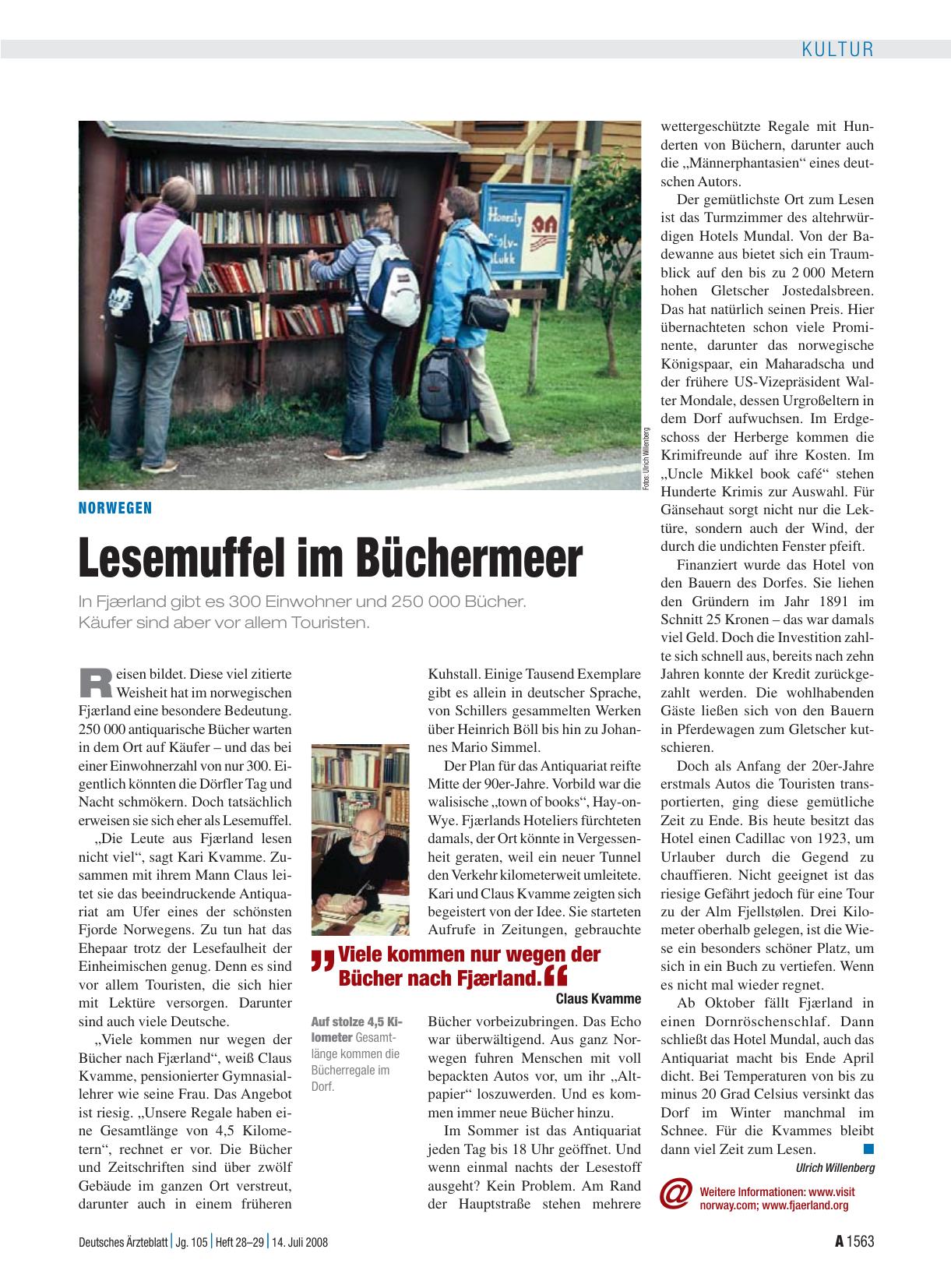 Vorschauseite 1: Norwegen: Lesemuffel im Büchermeer